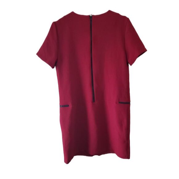 Topshop Women's Burgundy Short Sleeve Dress with Side Zip Pockets - Picture 3 of 4
